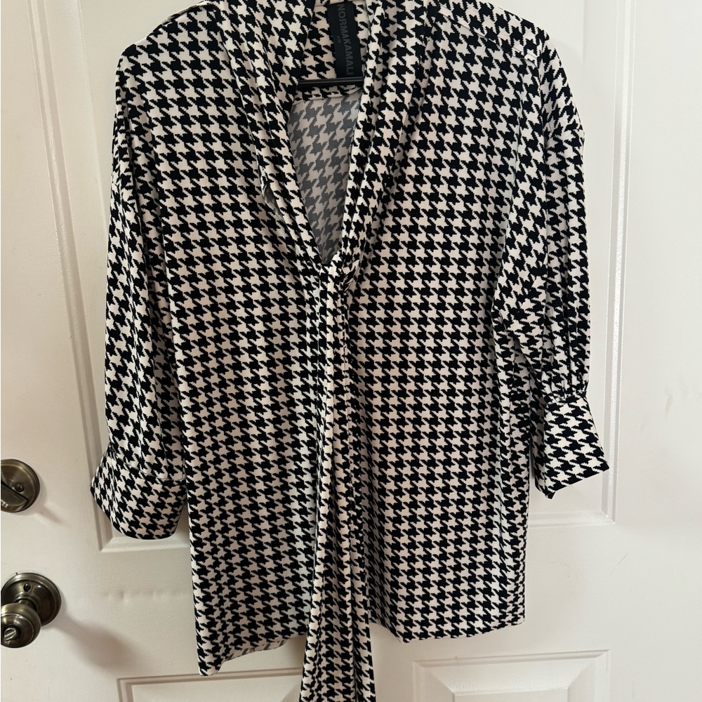 Norma Kamali Houndstooth Black and White Women's Blouse
